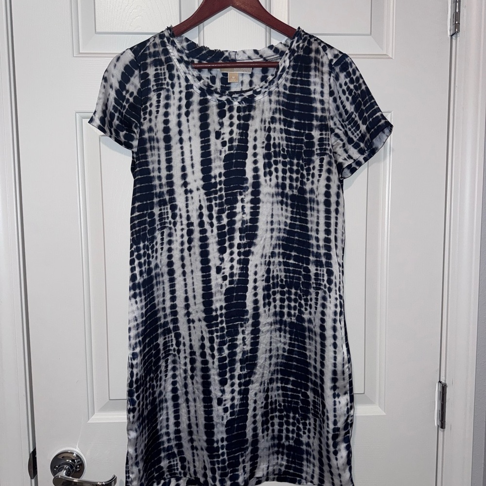 Michael Kors Blue and White Tie-Dye Shift Dress